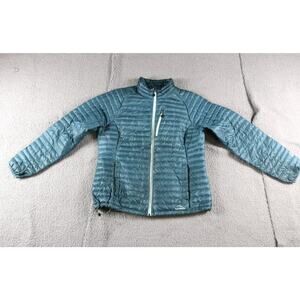 LL Bean Womens Jacket L Green 850 Downtek Quantum Quilted Puffer Coat